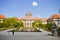 Munich, Botanical Garden central building in springtime