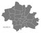 Munich city map with boroughs grey illustration silhouette shape