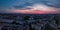 Munich city panorama at sunrise made by a drone to catch the beautiful city as a lovely panorama.