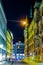 MUNICH, GERMANY, AUGUST 20, 2015: night view of illuminated burgstrasse street in german city munich connecting