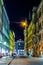 MUNICH, GERMANY, AUGUST 20, 2015: night view of illuminated burgstrasse street in german city munich connecting