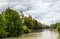 Munich Germany, city skyline at Saint Lukas Church and Isar River