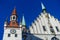 Munich, GERMANY - January 17, 2018: Old Town Hall Altes Rathaus Details in Marienplatz Munich