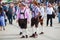 Munich, Germany-September 27,2017: Men in traditional bavarian clothes leather pants walk on the Oktoberfest