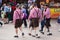 Munich, Germany-September 27, 2017: Men in traditional bavarian clothes leather pants walk on the Oktoberfest