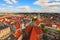 Munich historical center panoramic aerial cityscape. Old City Hall, Heiliggeist Church Heiliggeistkirche and red tile roofs