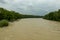 munich, isar, brudermuehlbruecke, Mai 22, 2019: storm deep axel is flooding the isar in munich