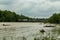 munich, isar, brudermuehlbruecke, Mai 22, 2019: storm deep axel is flooding the isar in munich