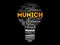 Munich light bulb word cloud, travel concept