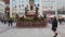 Munich Marienplatz square with tourists and local german people visiting in Munchen city centre old town, Germany