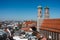 Munich, MÃƒÂ¼nchen, Scenic View from the Top of Munich City Center with Frauenkirche Towers and copy space