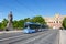 Munich Tram Adtranz GT6N light rail public transport at Maximilianeum in Germany