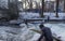 MUNICH â€“ JANUARY 28: A surfer riding top of a wave on river Isar