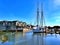 Municipal ferries parked on the Portland waterfront