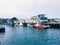 Municipal ferries parked on the Portland waterfront