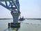 Munshiganj, Bangladesh- March 09, 2020: Construction work of Padma multipurpose bridge is going on in full swing in bank of Padma
