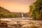 The Murchison waterfall on the Victoria Nile at sunset, Uganda.