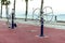 Murcia, Los Narejos, Spain - May 20, 2020: Playground closed and sealed by the police as a precaution against the coronavirus-