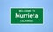 Murrieta, California city limit sign. Town sign from the USA.