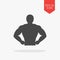 Muscle body icon. Bodybuilding concept. Flat design gray color s