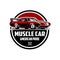Muscle car circle emblem logo design