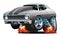 Muscle Car Hot Rod Cartoon Isolated Vector Illustration