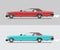 Muscle cars, red and Turquoise