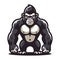 muscle gorilla ape monkey mascot design logo vector illustration isolated on white background