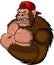 Muscle gorilla cartoon on a white background