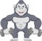 Muscle gorilla with dumbbells cartoon