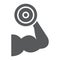 Muscle growth training glyph icon, gym and sport