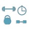 Muscle lifting icon, fitness barbell, gym icon, exercise dumbbells isolated