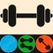 muscle lifting icon, fitness barbell, gym icon, exercise dumbbells isolated, weight lifting symbol