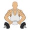 Muscle man with barbell. body building concept vector drawing illustration