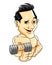 Muscle Man Holding a Barbell Color Illustration