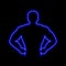 Muscle man neon sign. Bright glowing symbol on a black backgroun