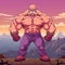Muscle Man: A Satirical Caricature In Snes Jrpg Boss Style