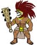 Muscle mexican skull warrior aztec character cartoon illustration