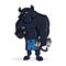 Muscle panther holding barble cartoon mascot for gym and fitness