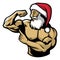 Muscle Santa claus show his body