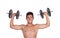 Muscled guy lifting weights