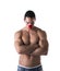 Muscled Young Man with Red Ball as Clown Nose, sad