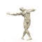 Muscleman anatomy heroic body dancing pose one in white background frontal