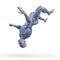 Muscleman anatomy heroic body parkour jump pose three in white background