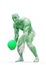 Muscleman anatomy heroic body playing basketball in white background