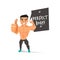 Muscleman showing thumb up with `Perfect Body` speech bubble. character design
