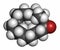 Muscone musk odor molecule, 3D rendering. Atoms are represented as spheres with conventional color coding: hydrogen white,.