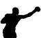 Muscular athlete, professional boxer beats a boxing jab straight punch beats volerkraft with boxing gloves. silhouette