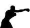 Muscular athlete, professional boxer beats a boxing jab straight punch beats volerkraft with boxing gloves. silhouette