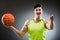 Muscular basketball in sports concept